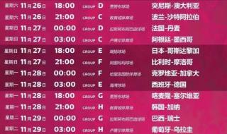 2022年斯诺克全年赛程 2022卡塔尔世界杯赛程表英文